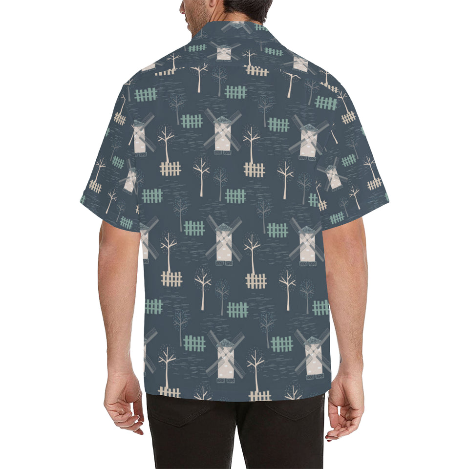 windmill tree pattern Men's All Over Print Hawaiian Shirt