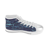 Shark pattern Women's High Top Canvas Shoes White