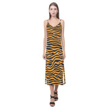 Bengal tigers skin print pattern background V-Neck Open Fork Long Dress