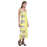 Cute Hamster pattern V-Neck Open Fork Long Dress