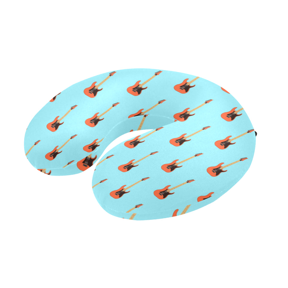 electric guitar pattern light blue background U-Shaped Travel Neck Pillow