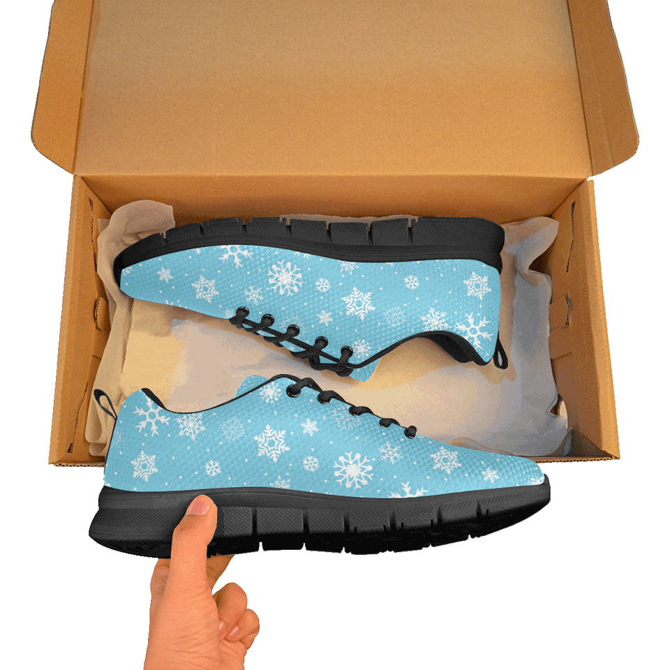 Snowflake pattern blue background Men's Sneaker Shoes