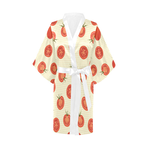 Tomato dot background Women's Short Kimono Robe