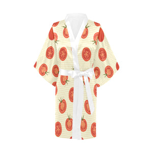Tomato dot background Women's Short Kimono Robe