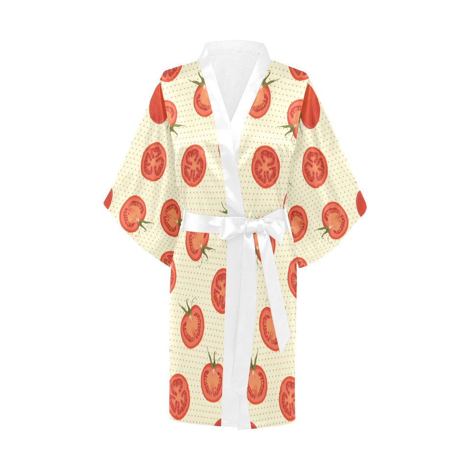 Tomato dot background Women's Short Kimono Robe