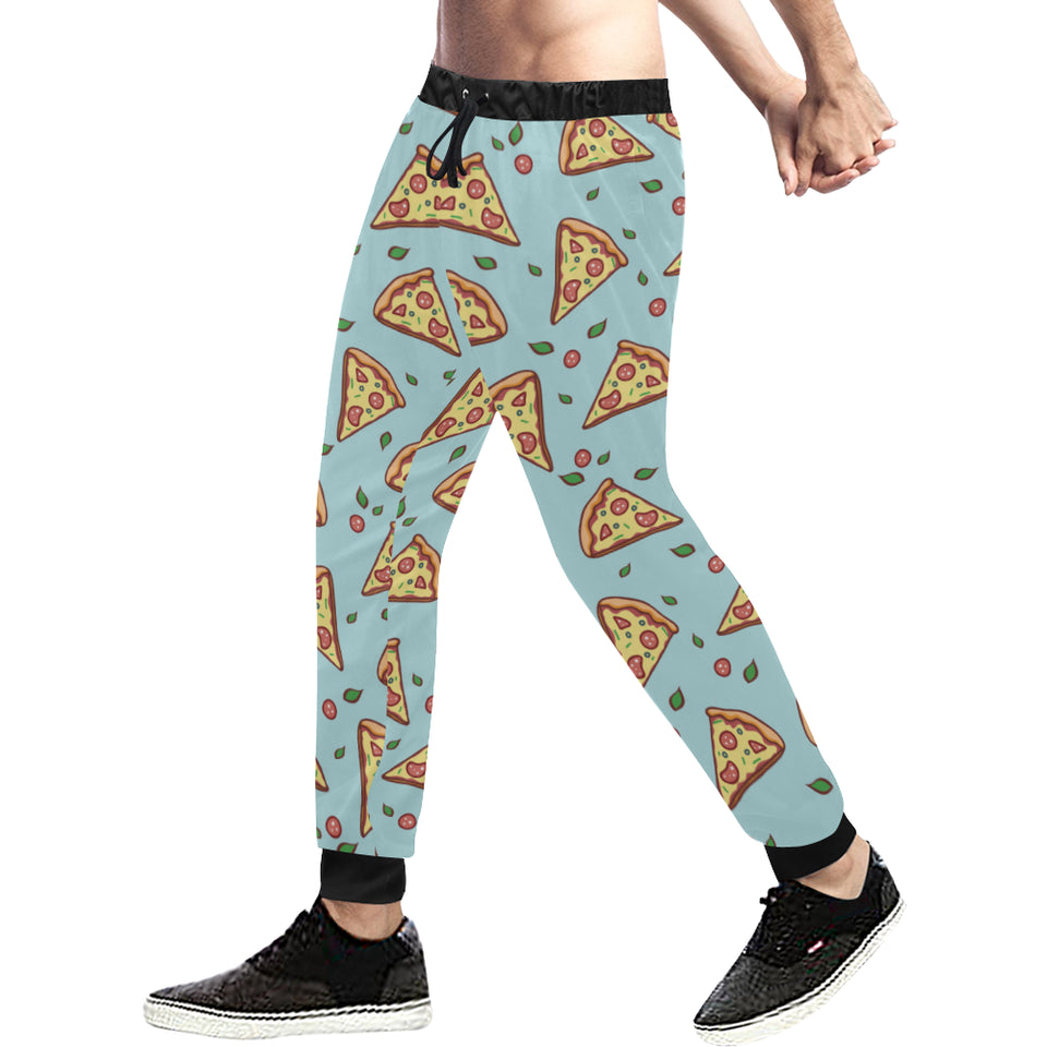 Hand drawn pizza blue background Unisex Casual Sweatpants