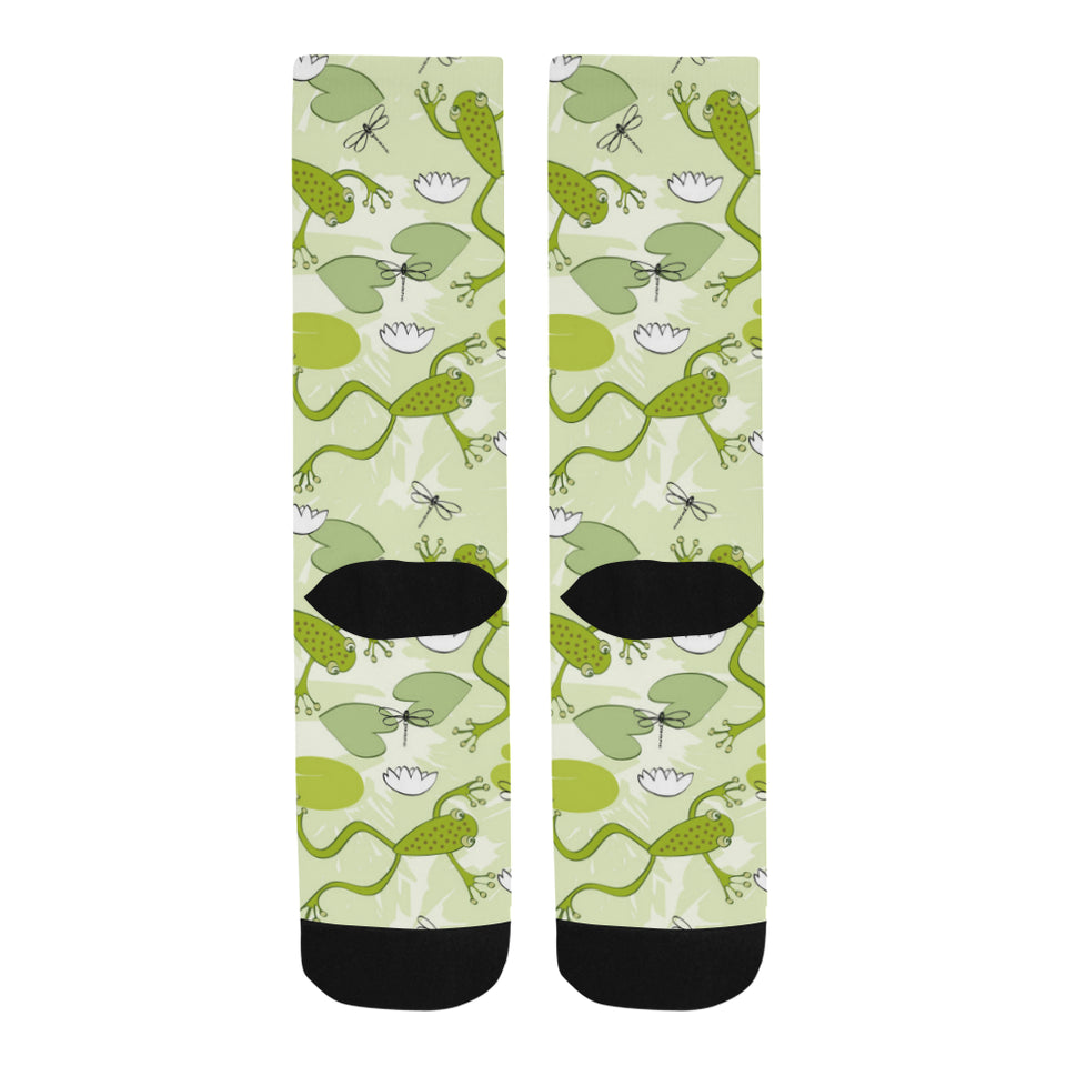 Cute frog dragonfly pattern Crew Socks
