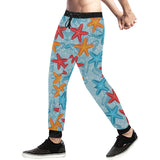 Blue red orange starfish pattern Unisex Casual Sweatpants