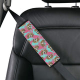 Beagle muzzles turquoise paint splashes pink patte Car Seat Belt Cover