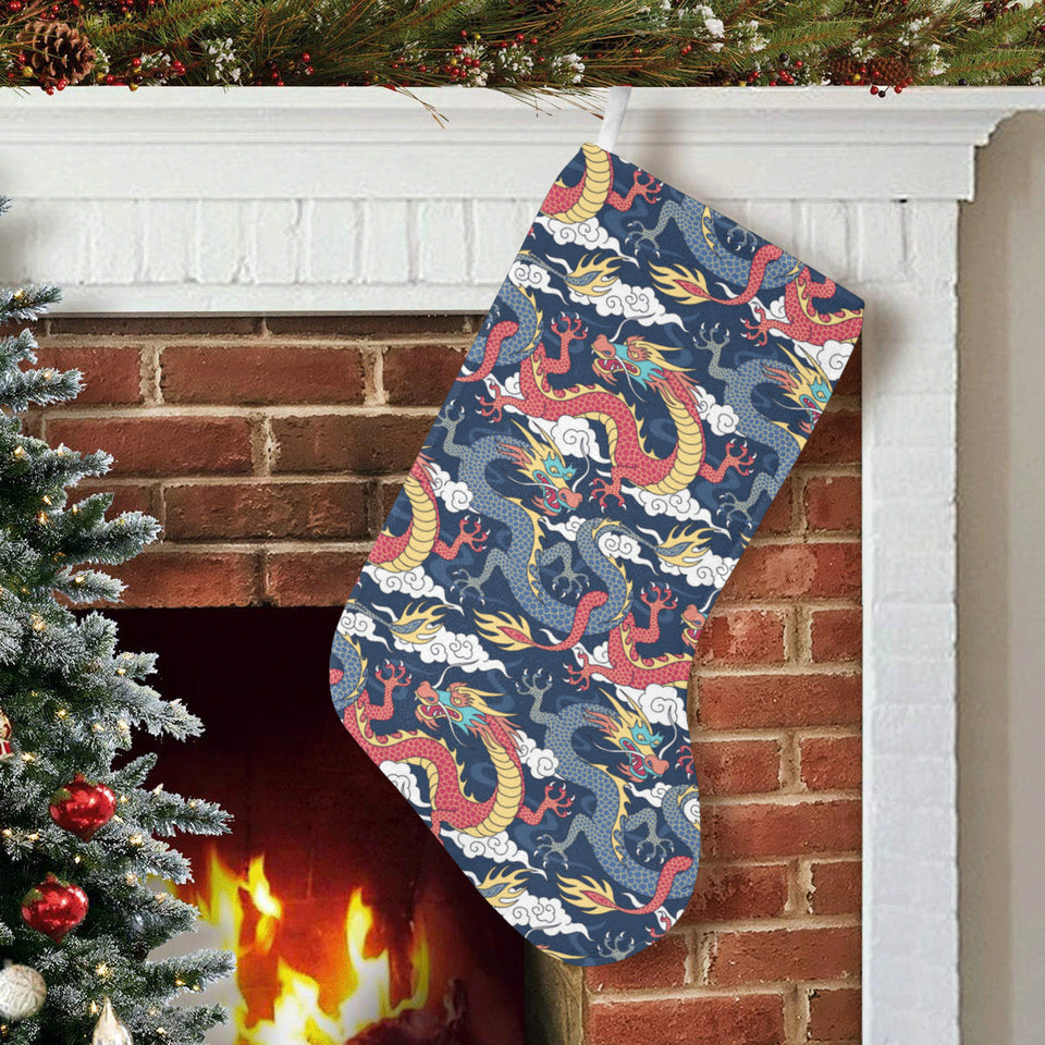 Blue red dragon cloud pattern Christmas Stocking