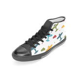 Airplane star cloud colorful Women's High Top Canvas Canvas Shoes Black
