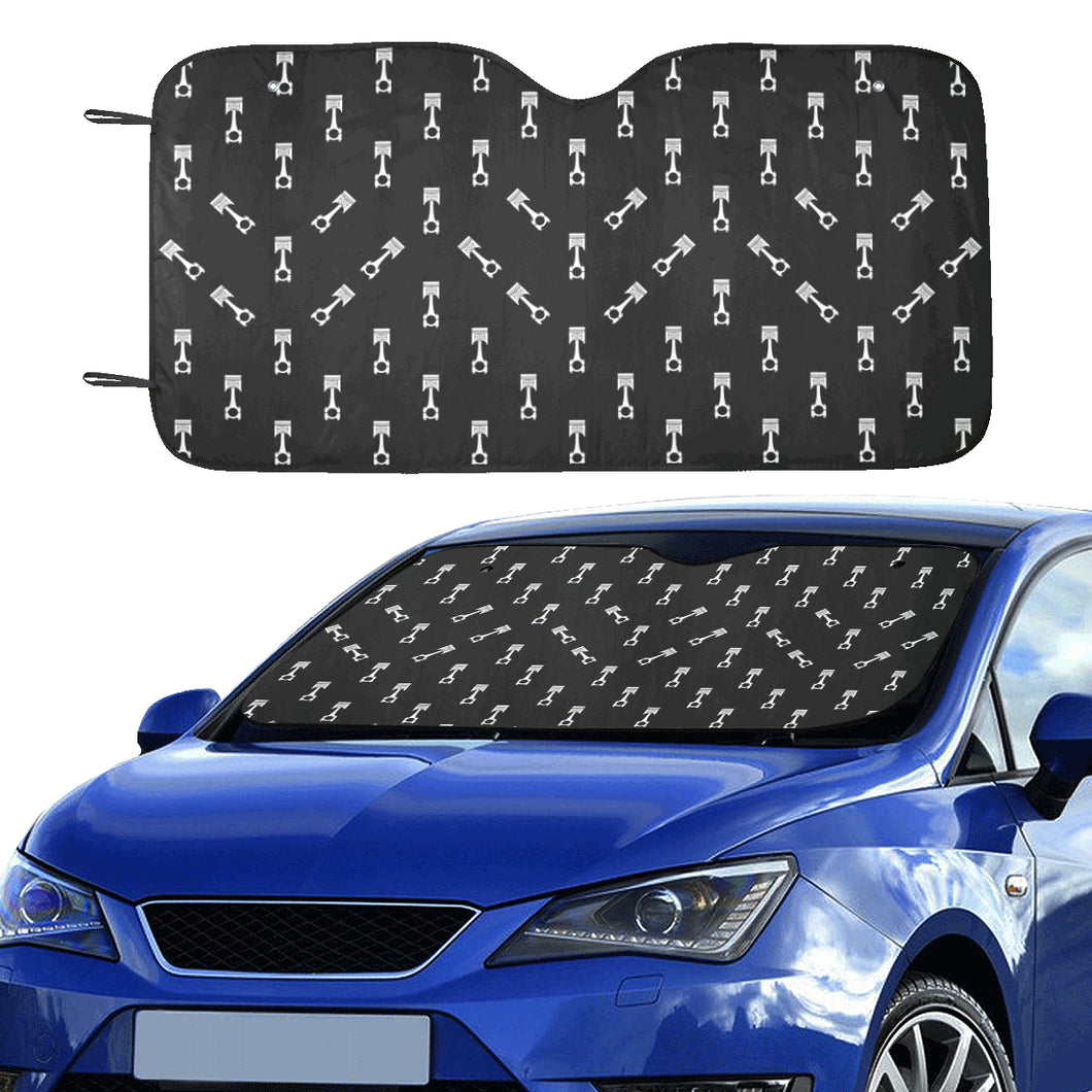 Engine Piston Black Theme Pattern Print Design 03 Car Sun Shade
