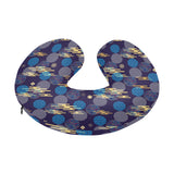 Blue japanese pattern cloud wave flower U-Shaped Travel Neck Pillow