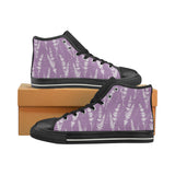 Lavender flowers purple pattern Women's High Top Canvas Shoes Black