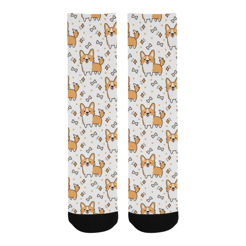 Cute corgi heart star bone pattern Crew Socks