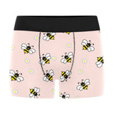 Cute bee flower pattern pink background Men's All Over Print Boxer Briefs Men's Underwear