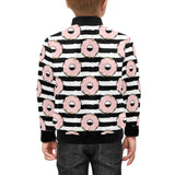 Donuts pink icing striped pattern Kids' Boys' Girls' Bomber Jacket