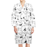 Crows floral wreath rabbit pattern Men's Long Sleeve Belted Night Robe