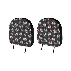 Camera Pattern Print Design 04 Car Headrest Cover