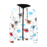 Watercolor helicopter cloud pattern Men's Padded Hooded Jacket