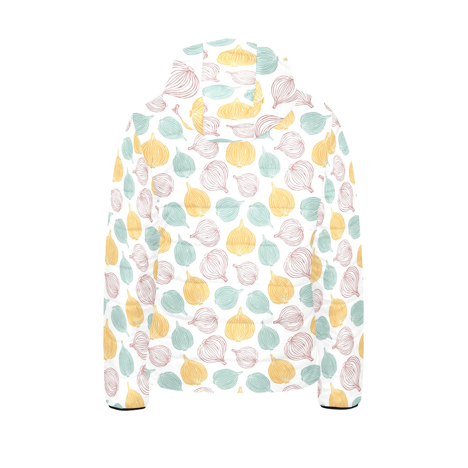colorful onions white background Kids' Boys' Girls' Padded Hooded Jacket