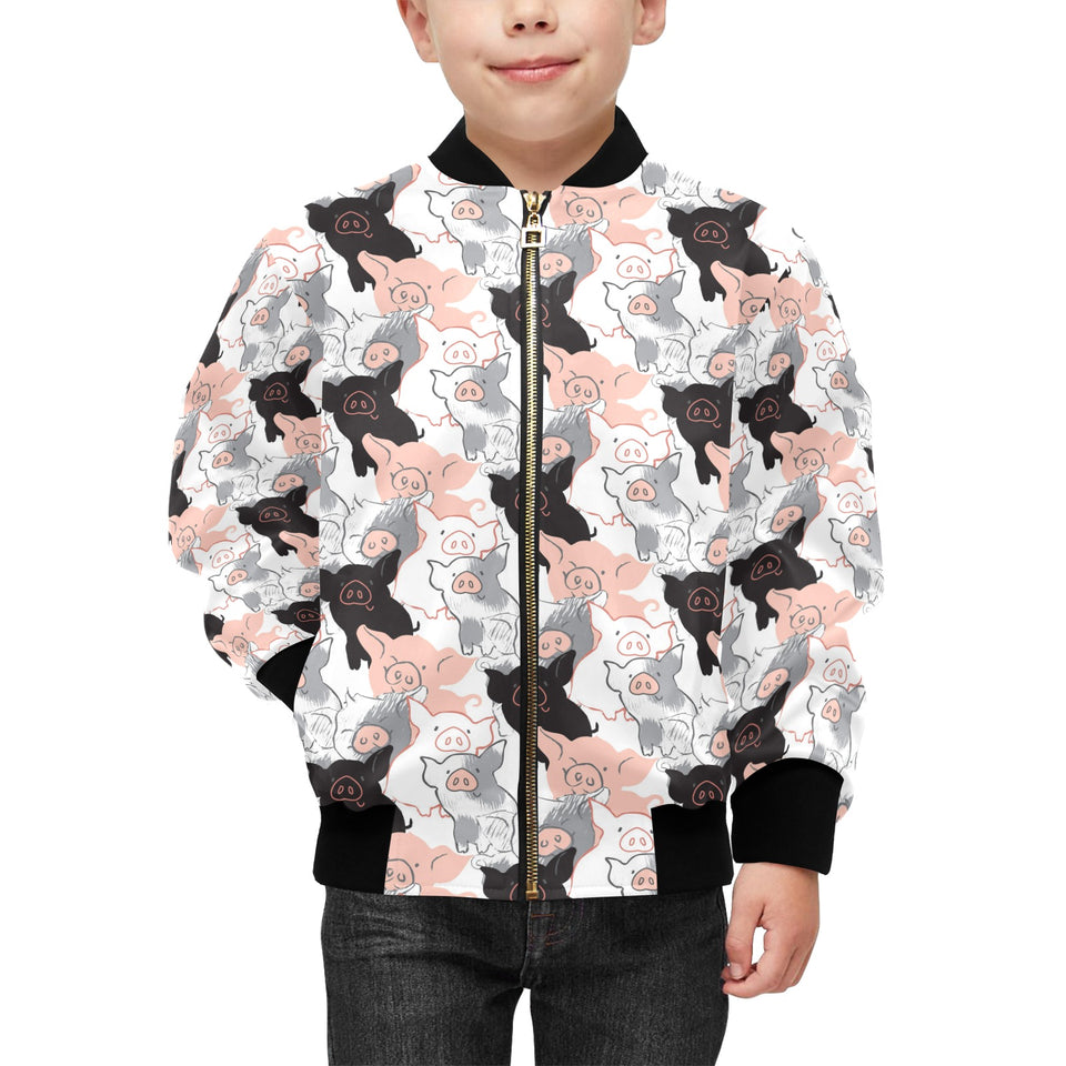 Pig Pattern Print Design 05 Kids' Boys' Girls' Bomber Jacket
