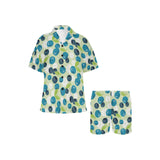 blueberry flower pattern Women's V-Neck Short Pajama Set