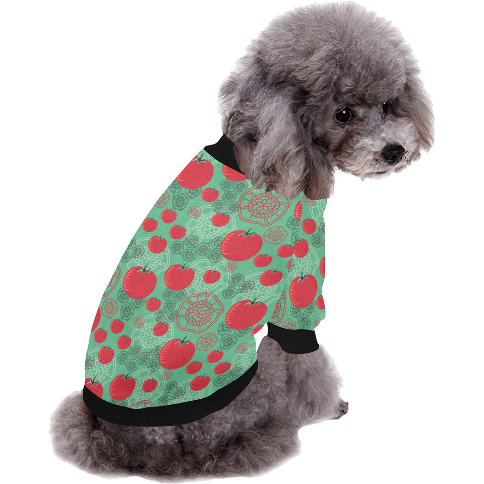 Tomato design pattern All Over Print Pet Dog Round Neck Fuzzy Shirt