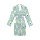 Cute hamster cheese pattern Women's Long Sleeve Belted Night Robe