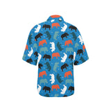 Colorful rhino pattern Women's All Over Print Hawaiian Shirt