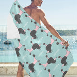 poodle dog green background Beach Towel