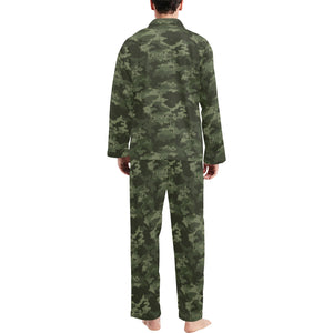 Digital Green camouflage pattern Men's Long Pajama Set