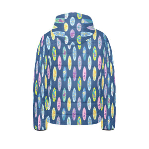 Surfboard Pattern Print Design 03 Kids' Boys' Girls' Padded Hooded Jacket