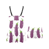Eggplant Pattern Print Design 01 Chest Sexy Pleated Two Piece Swim Dress