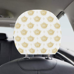 Gold Ornamental lotue waterlily symbol pattern Car Headrest Cover