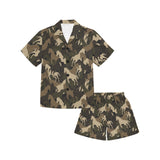 Horse Camouflage Pattern Kids' Boys' Girls' V-Neck Short Pajama Set