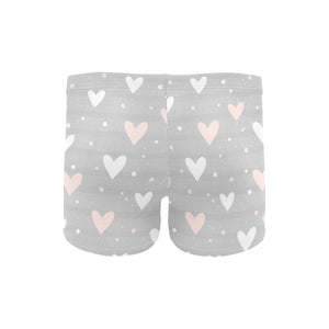 Heart pattern gray background Men's Swimming Trunks