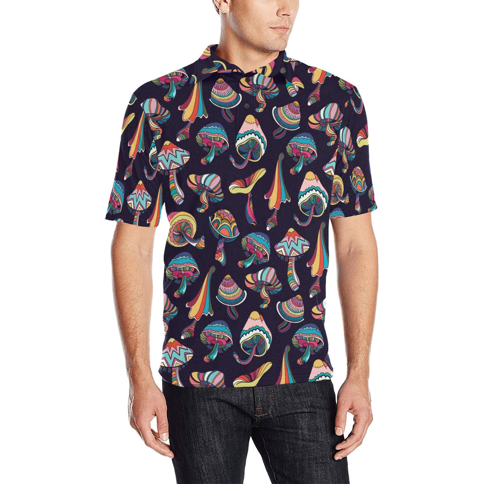 Colorful mushroom pattern Men's All Over Print Polo Shirt
