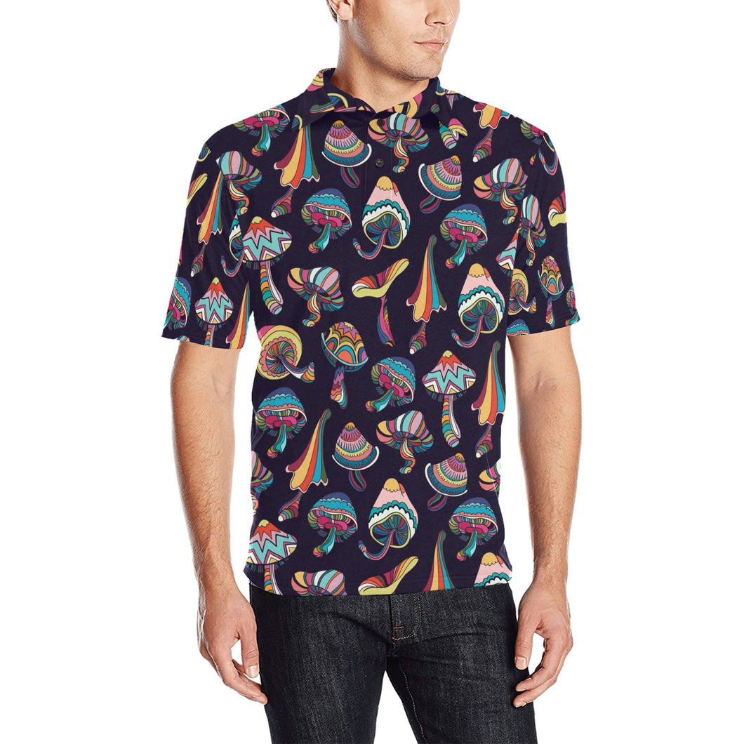 Colorful mushroom pattern Men's All Over Print Polo Shirt