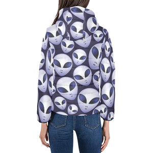 Alien Pattern Print Design 01 Women's Padded Hooded Jacket