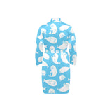 Cute white sea lion seals pattern Men's Long Sleeve Belted Night Robe