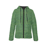 Crocodile Skin Printed Women's Padded Hooded Jacket