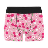 cherry flower pattern pink background Men's All Over Print Boxer Briefs Men's Underwear