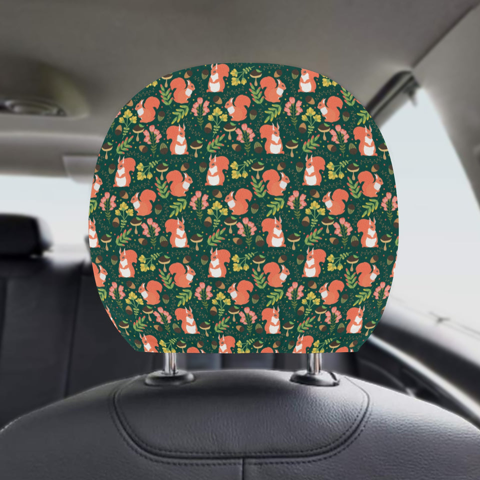 Squirrel Pattern Print Design 03 Car Headrest Cover