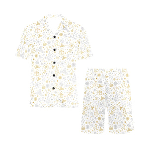 Christmas tree Christmas element Silver gold patte Men's V-Neck Short Pajama Set