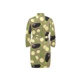 Eggplant Pattern Print Design 02 Men's Long Sleeve Belted Night Robe