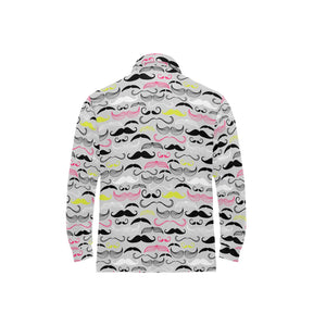 Mustache Beard Pattern Print Design 02 Men's Long Sleeve Polo Shirt
