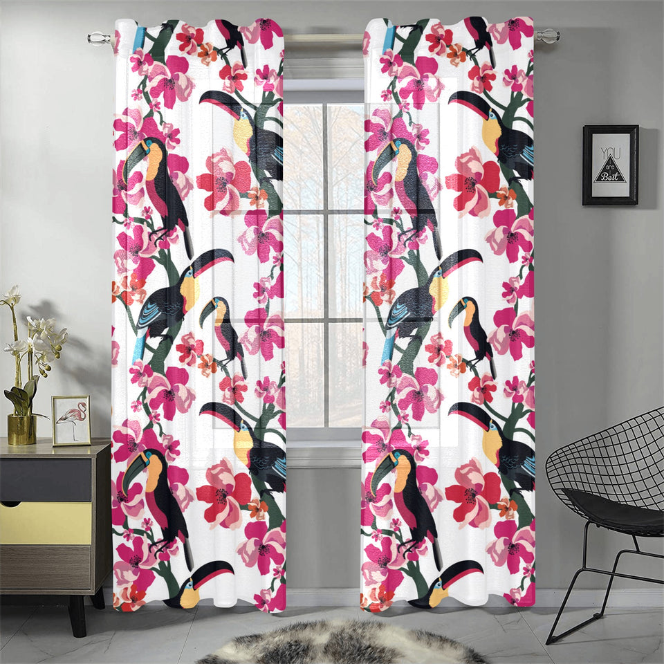 Toucan flower design pattern Gauze Curtain