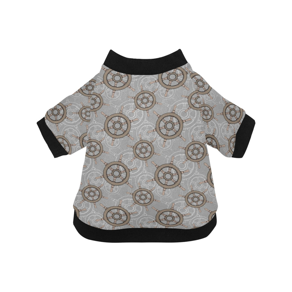 nautical wood steering wheel pattern All Over Print Pet Dog Round Neck Fuzzy Shirt
