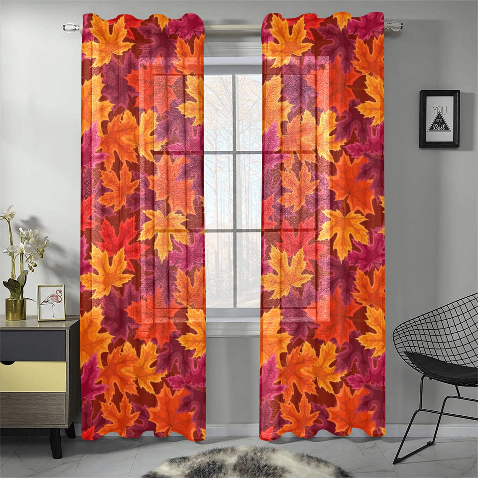 Autumn maple leaf pattern Gauze Curtain